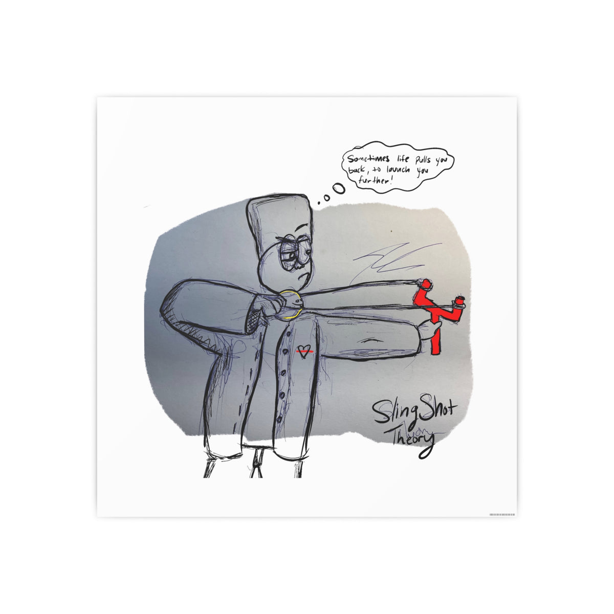 SlingShot Therapy Art Poster — Quirky Hand-Drawn Illustration with Speech Bubble
