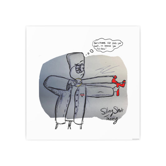SlingShot Therapy Art Poster — Quirky Hand-Drawn Illustration with Speech Bubble